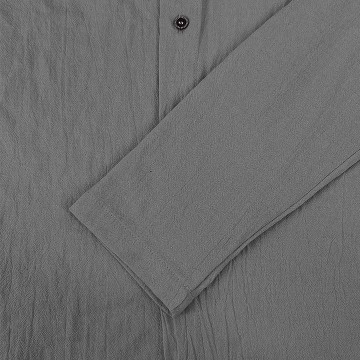 Camicia da uomo in lino con cappuccio, coulisse, bottoni, manica lunga, tinta unita, motivo Buddha Stones - image 16