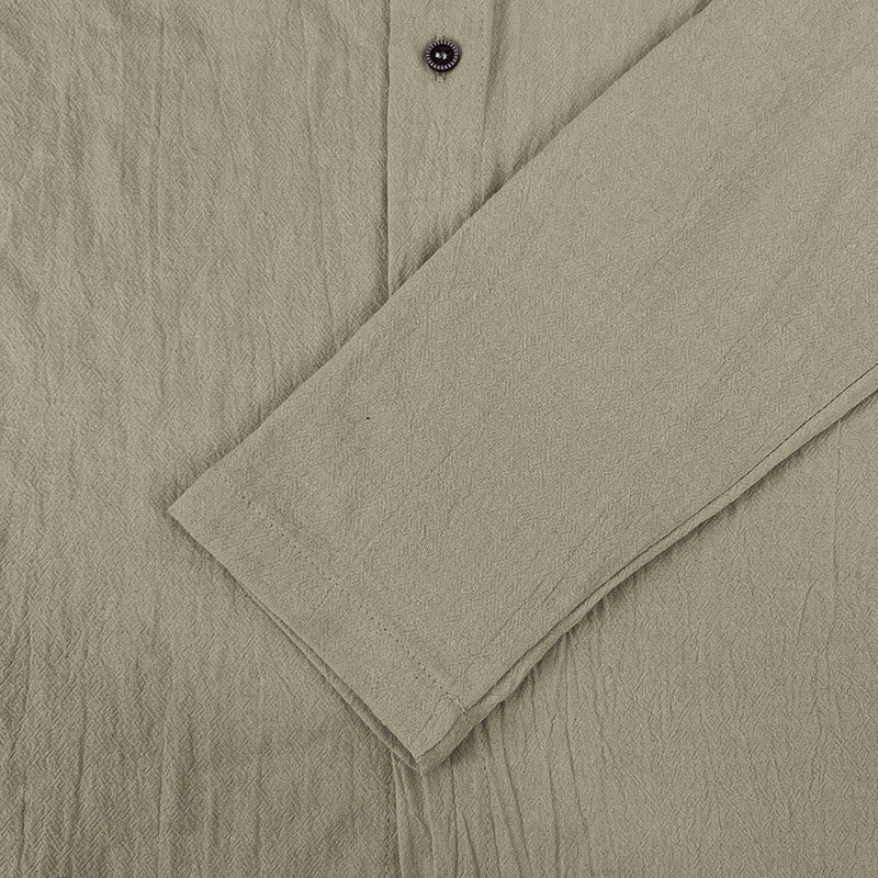 Camicia da uomo in lino con cappuccio, coulisse, bottoni, manica lunga, tinta unita, motivo Buddha Stones - image 30