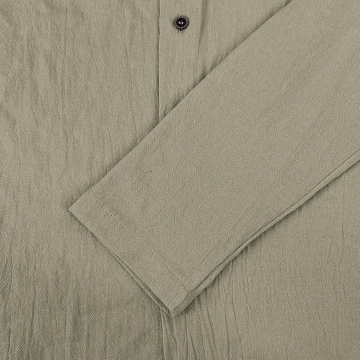 Camicia da uomo in lino con cappuccio, coulisse, bottoni, manica lunga, tinta unita, motivo Buddha Stones - image 30