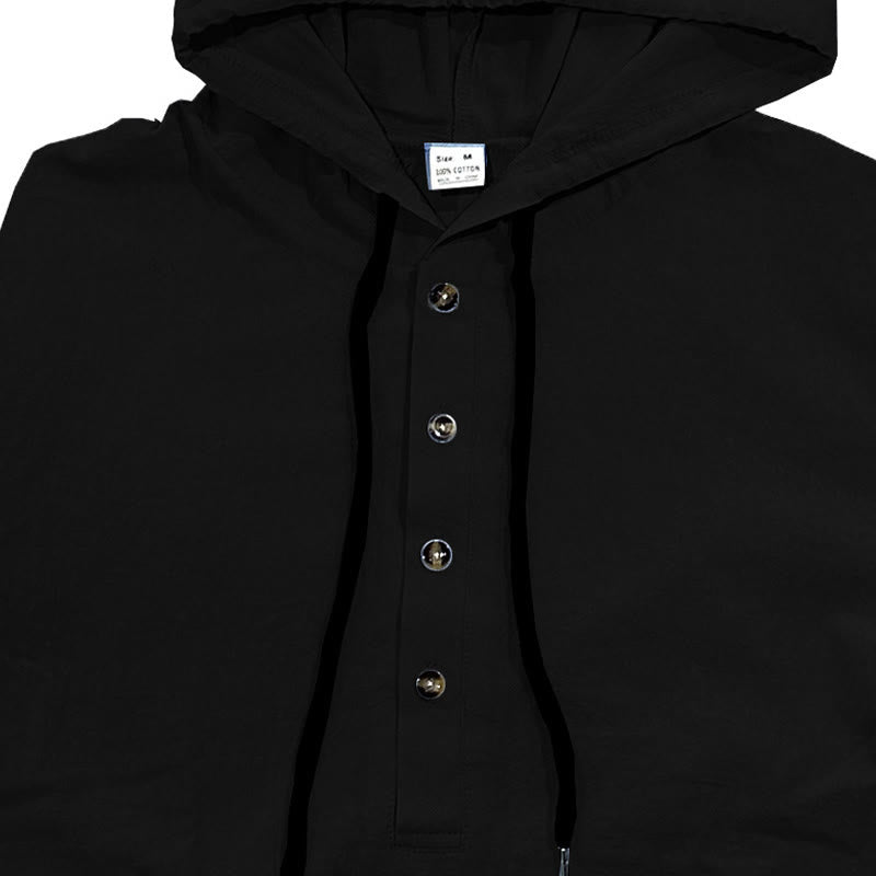 Camicia da uomo in cotone con cappuccio e maniche lunghe, tinta unita, con bottoni a metà autunno, motivo Buddha Stones - image 8