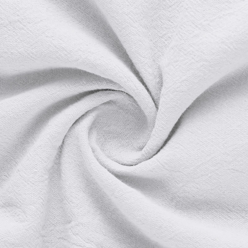 Camicia da uomo in lino con maniche corte e bottoni a metà lunghezza, tinta unita, motivo Buddha Stones - image 10