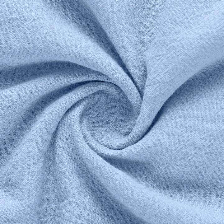 Camicia da uomo in lino con maniche corte e bottoni a metà lunghezza, tinta unita, motivo Buddha Stones - image 22