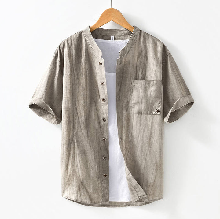 Camicia da uomo in lino e cotone ramiè con maniche corte e bottoni estivi Buddha Stones - Grano - US/UK/AU42, EU52 (3XL) - image 16