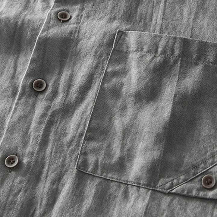 Camicia da uomo in lino e cotone ramiè con maniche corte e bottoni estivi Buddha Stones - image 6