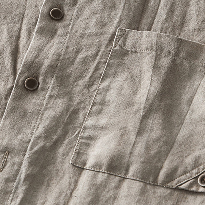 Camicia da uomo in lino e cotone ramiè con maniche corte e bottoni estivi Buddha Stones - image 19