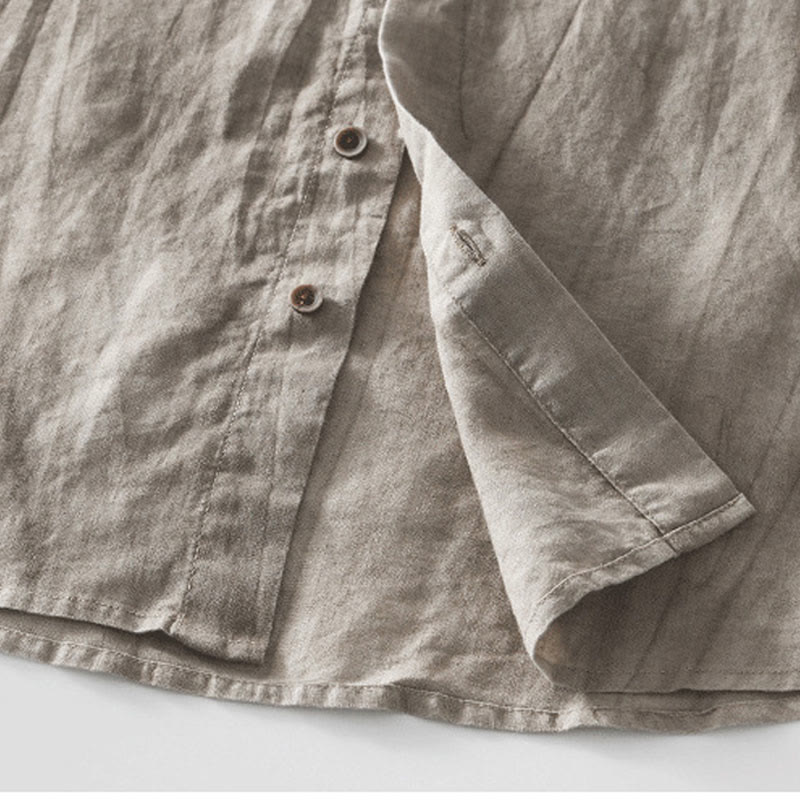 Camicia da uomo in lino e cotone ramiè con maniche corte e bottoni estivi Buddha Stones - image 21