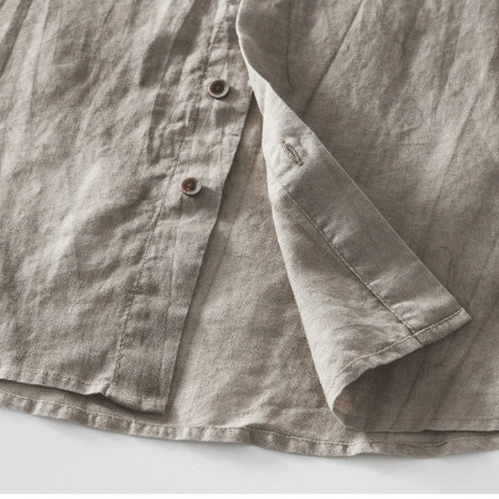Camicia da uomo in lino e cotone ramiè con maniche corte e bottoni estivi Buddha Stones - image 21