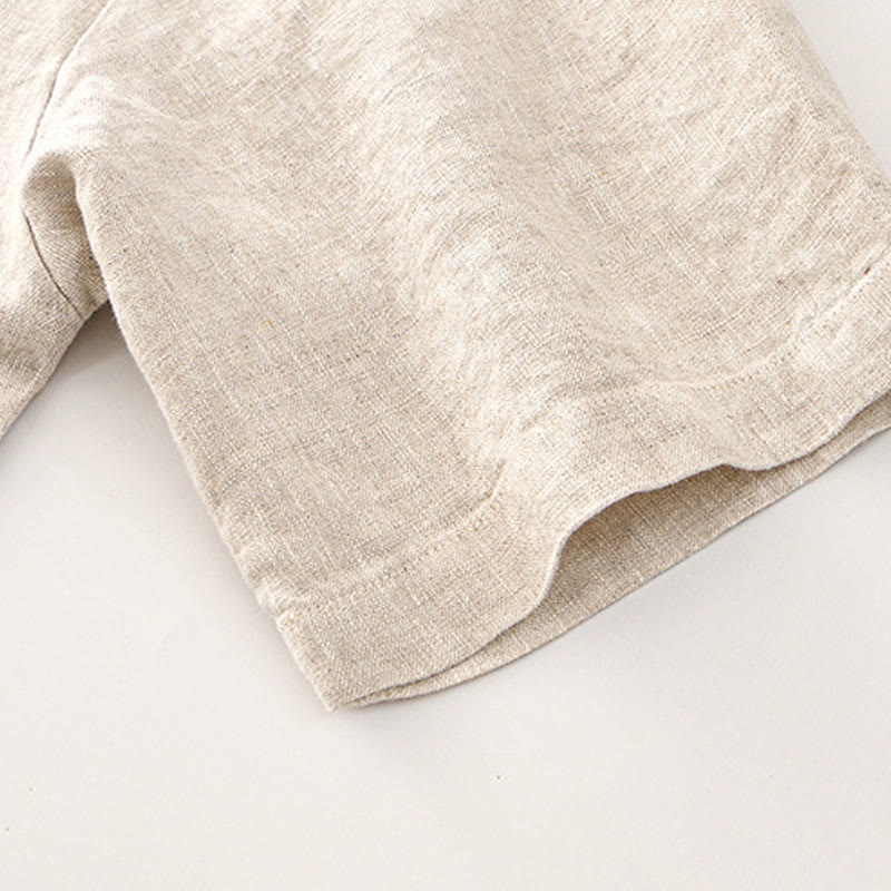 Camicia da uomo in lino con tasche e bottoni, a maniche corte , Buddha Stones - image 6