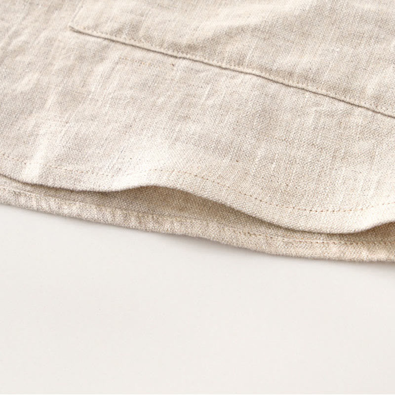 Camicia da uomo in lino con tasche e bottoni, a maniche corte , Buddha Stones - image 7