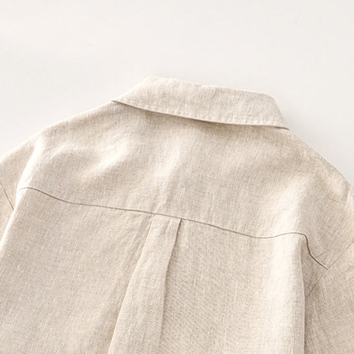 Camicia da uomo in lino con tasche e bottoni, a maniche corte , Buddha Stones - image 3