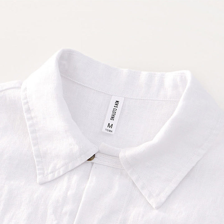 Camicia da uomo in lino con tasche e bottoni, a maniche corte , Buddha Stones - image 11