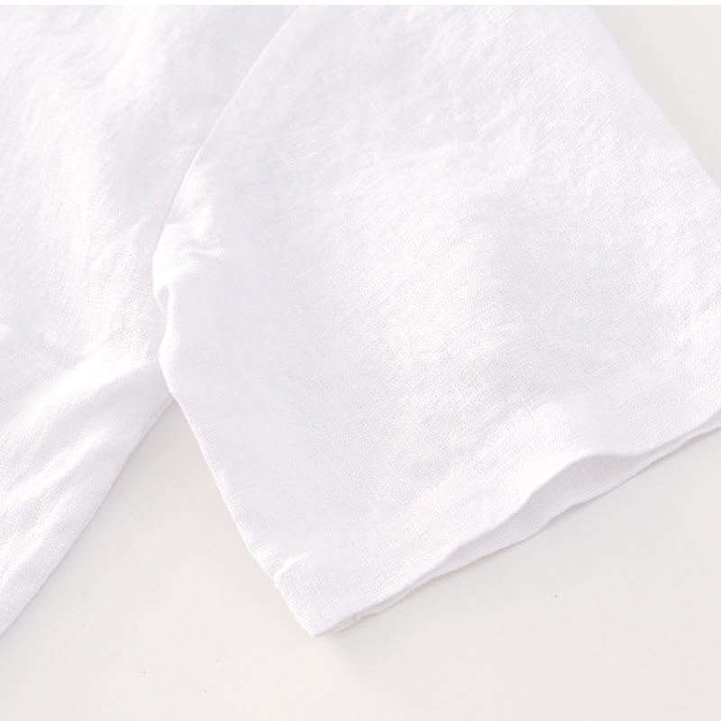 Camicia da uomo in lino con tasche e bottoni, a maniche corte , Buddha Stones - image 11