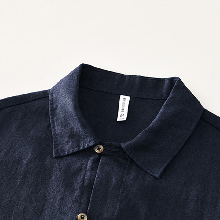 Camicia da uomo in lino con tasche e bottoni, a maniche corte , Buddha Stones - image 17