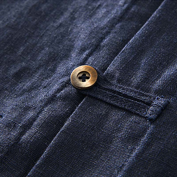 Camicia da uomo in lino con tasche e bottoni, a maniche corte , Buddha Stones - image 18