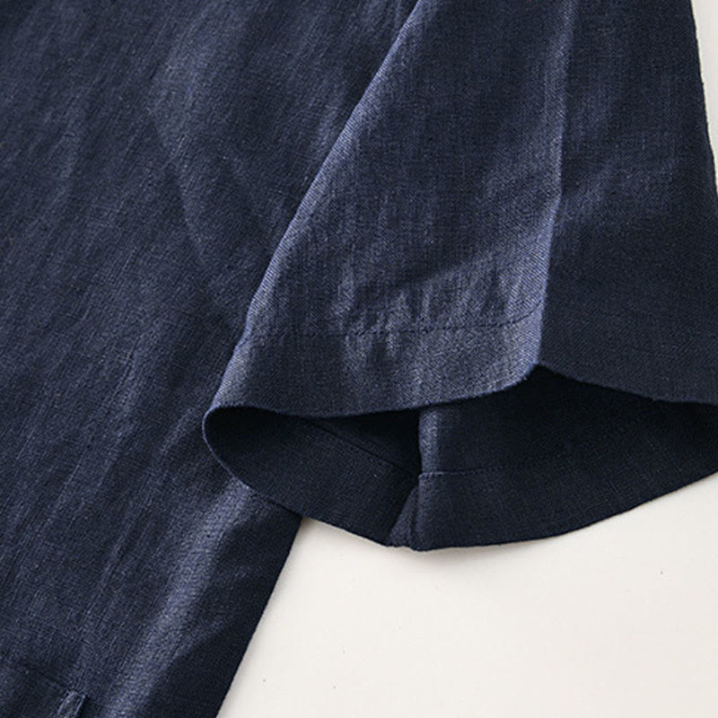 Camicia da uomo in lino con tasche e bottoni, a maniche corte , Buddha Stones - image 20