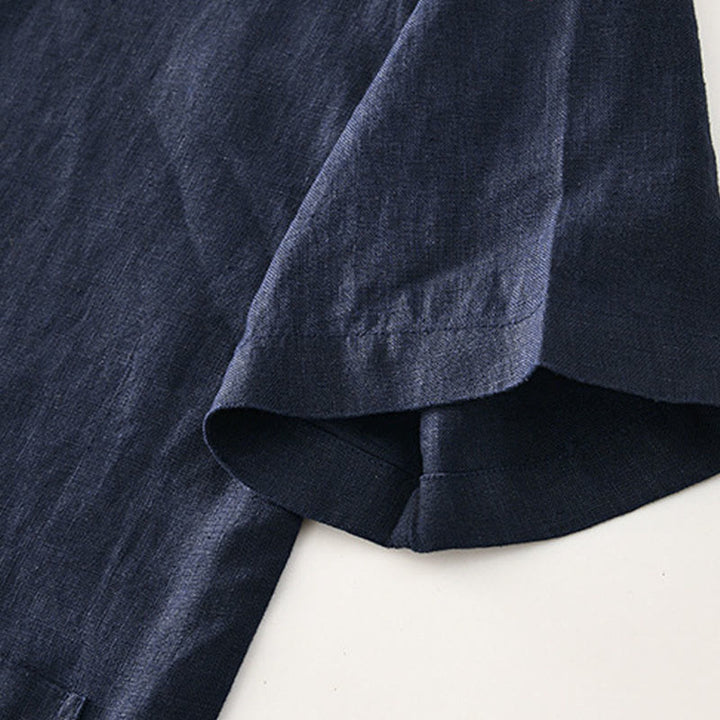 Camicia da uomo in lino con tasche e bottoni, a maniche corte , Buddha Stones - image 20