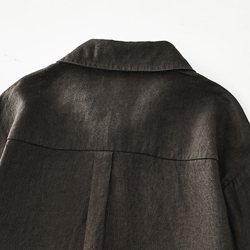 Camicia da uomo in lino con tasche e bottoni, a maniche corte , Buddha Stones - image 24