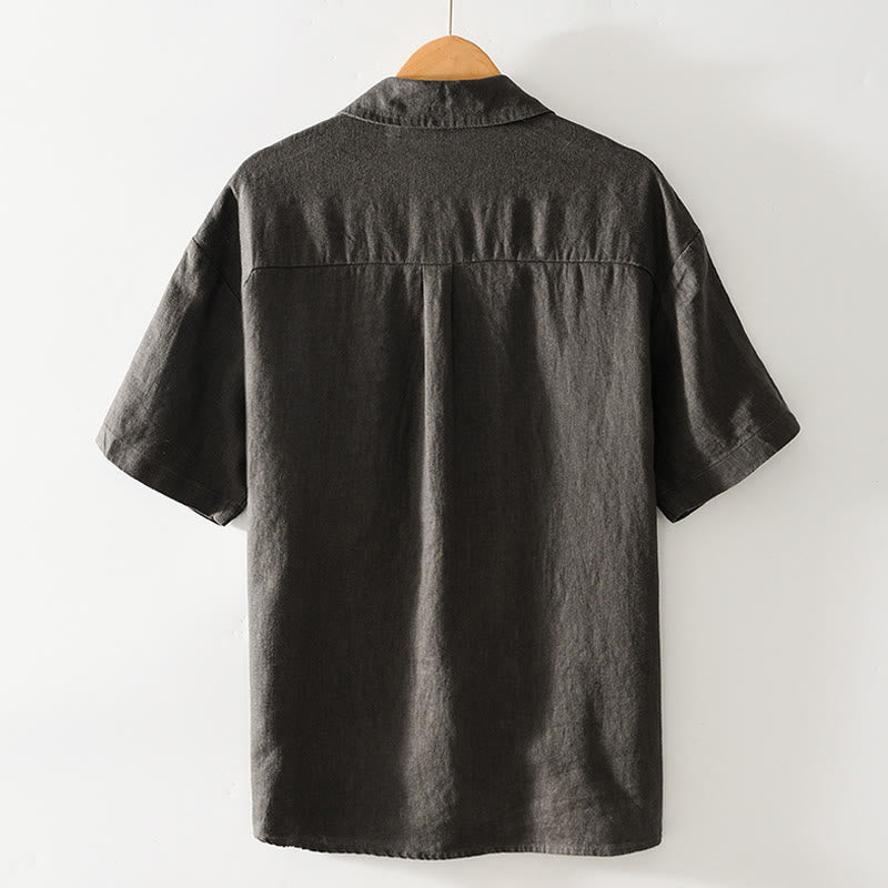 Camicia da uomo in lino con tasche e bottoni, a maniche corte , Buddha Stones - image 22