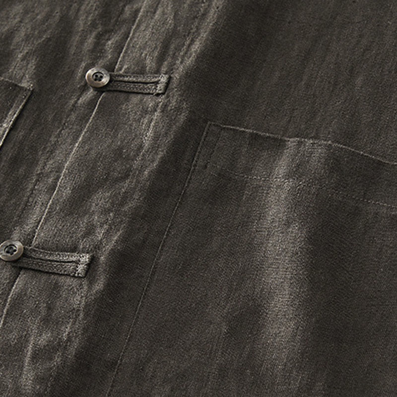 Camicia da uomo in lino con tasche e bottoni, a maniche corte , Buddha Stones - image 26