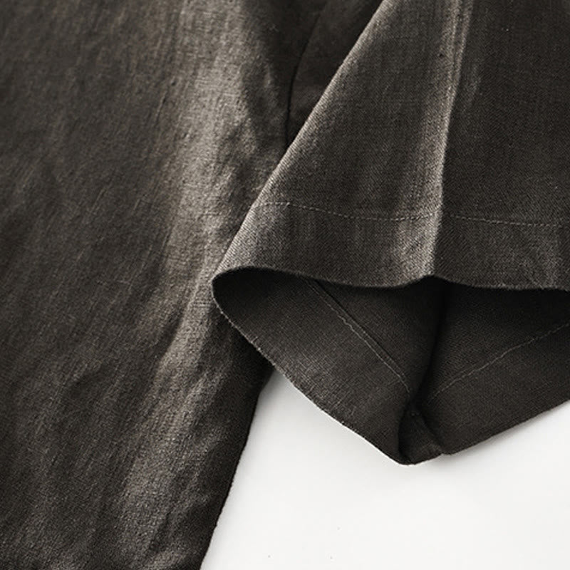 Camicia da uomo in lino con tasche e bottoni, a maniche corte , Buddha Stones - image 27