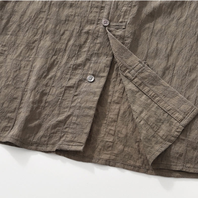 Buddha Stones Camicia estiva da uomo a maniche corte con bottoni e due tasche