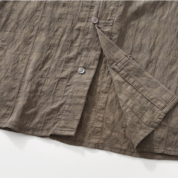 Buddha Stones Camicia estiva da uomo a maniche corte con bottoni e due tasche