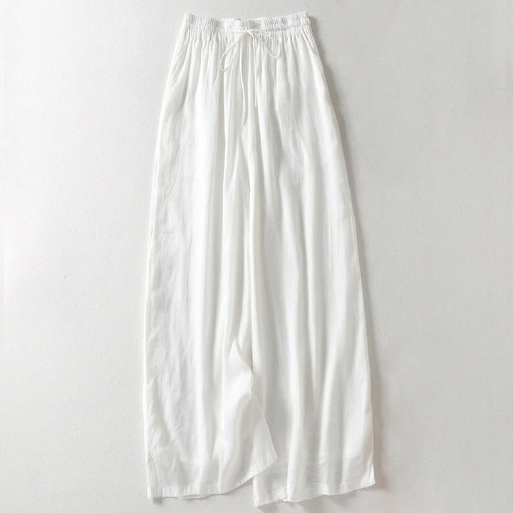 Pantaloni larghi da donna in cotone e lino con coulisse, alla caviglia, casual, con tasche , Buddha Stones - Bianco - US8-10, UK/AU12-14, EU40-42 (2XL) - image 5