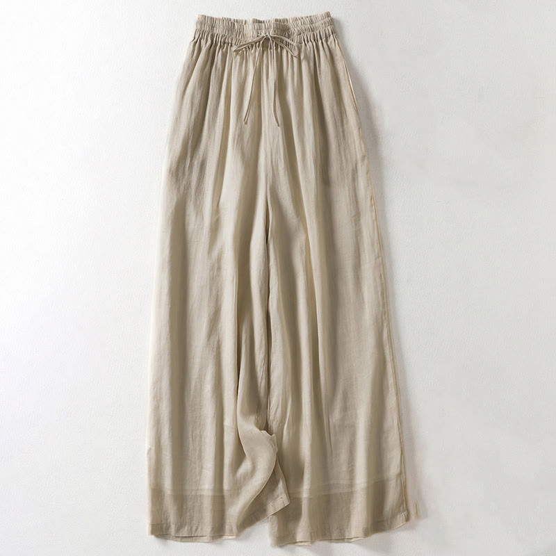Pantaloni larghi da donna in cotone e lino con coulisse, alla caviglia, casual, con tasche , Buddha Stones - Abbronzatura - US8-10, UK/AU12-14, EU40-42 (2XL) - image 9