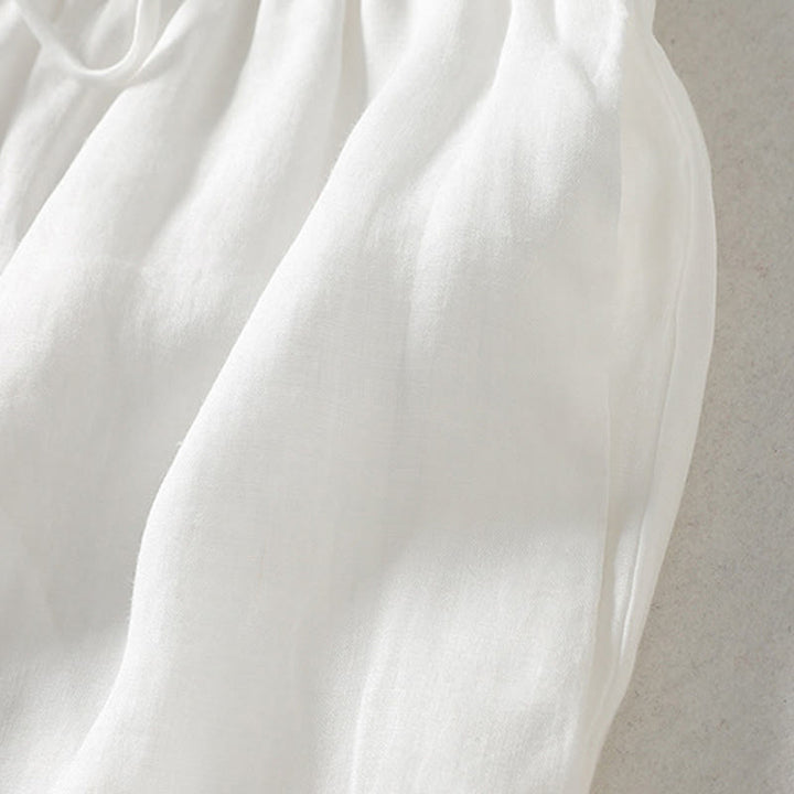 Pantaloni larghi da donna in cotone e lino con coulisse, alla caviglia, casual, con tasche , Buddha Stones - image 7