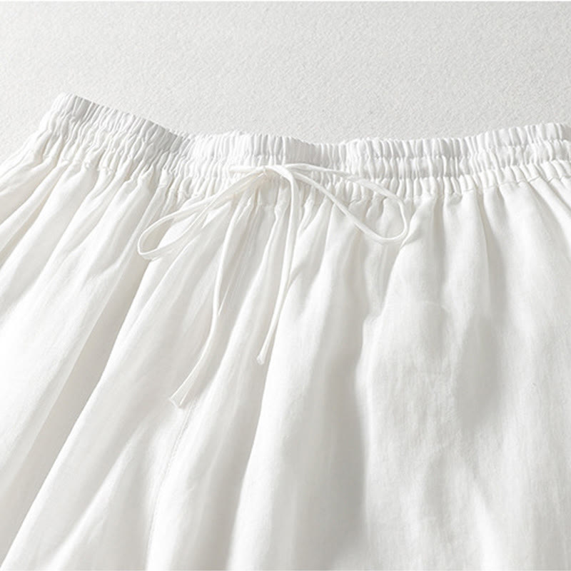 Pantaloni larghi da donna in cotone e lino con coulisse, alla caviglia, casual, con tasche , Buddha Stones - image 6
