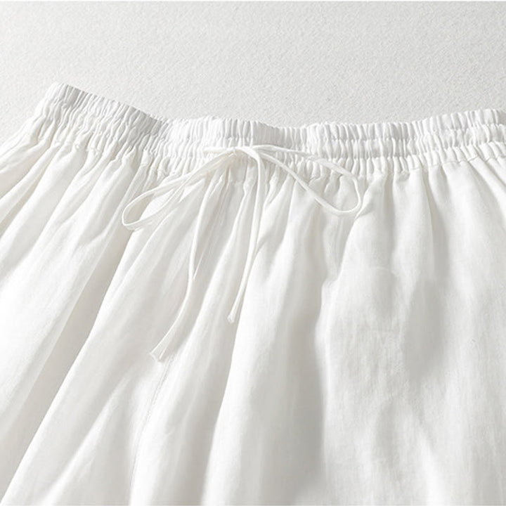 Pantaloni larghi da donna in cotone e lino con coulisse, alla caviglia, casual, con tasche , Buddha Stones - image 6