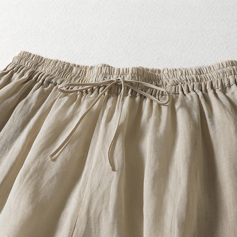Pantaloni larghi da donna in cotone e lino con coulisse, alla caviglia, casual, con tasche , Buddha Stones - image 10