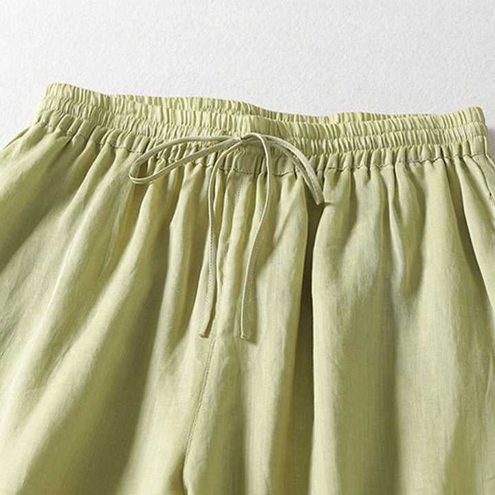 Pantaloni larghi da donna in cotone e lino con coulisse, alla caviglia, casual, con tasche , Buddha Stones - image 16