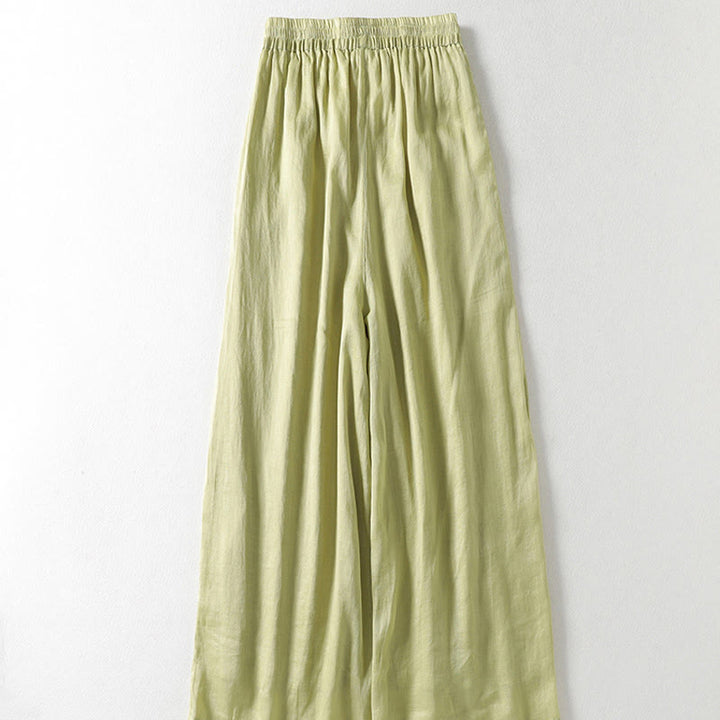 Pantaloni larghi da donna in cotone e lino con coulisse, alla caviglia, casual, con tasche , Buddha Stones - image 15