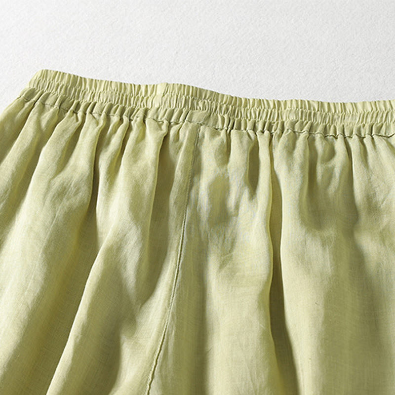 Pantaloni larghi da donna in cotone e lino con coulisse, alla caviglia, casual, con tasche , Buddha Stones - image 17