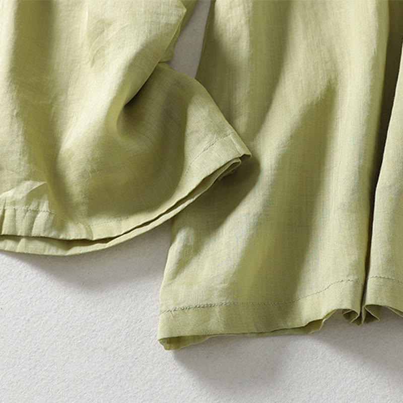 Pantaloni larghi da donna in cotone e lino con coulisse, alla caviglia, casual, con tasche , Buddha Stones - image 21
