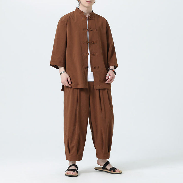 Set da uomo Buddha Stones, 2 pezzi, camicia con maniche a tre quarti, bottoni a rana e pantaloni - Perù - US/UK/AU46, EU56 (5XL) - image 54