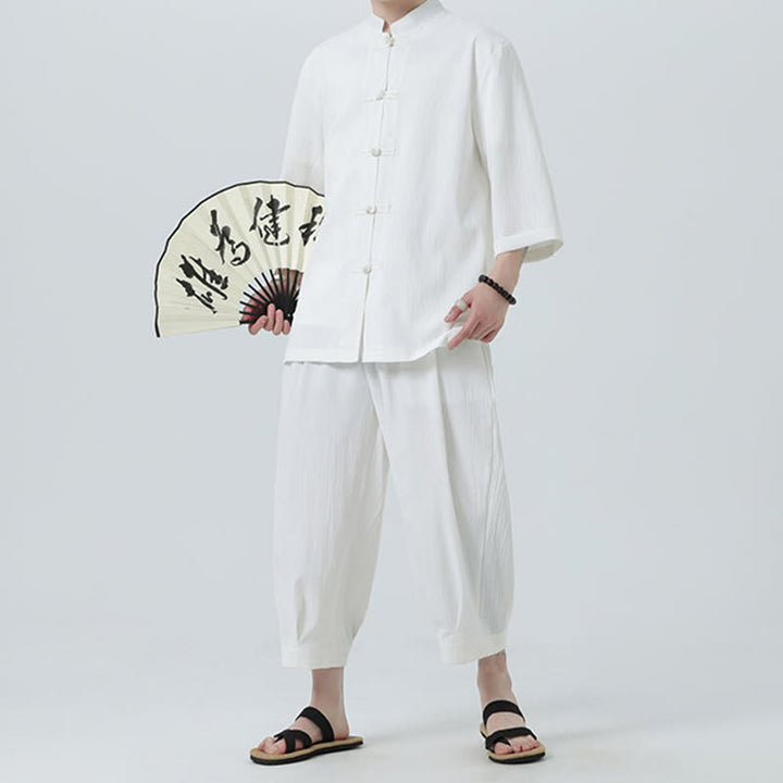 Set da uomo Buddha Stones, 2 pezzi, camicia con maniche a tre quarti, bottoni a rana e pantaloni - image 17