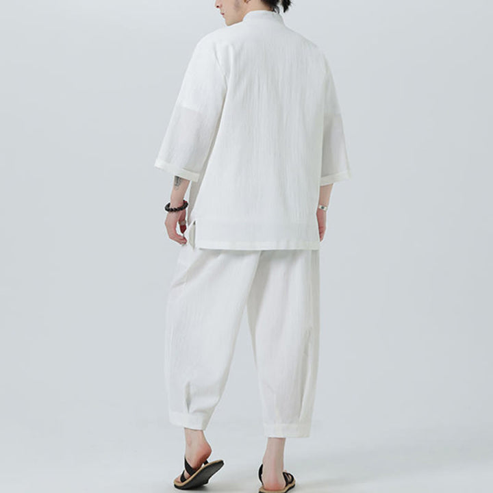 Set da uomo Buddha Stones, 2 pezzi, camicia con maniche a tre quarti, bottoni a rana e pantaloni - image 14