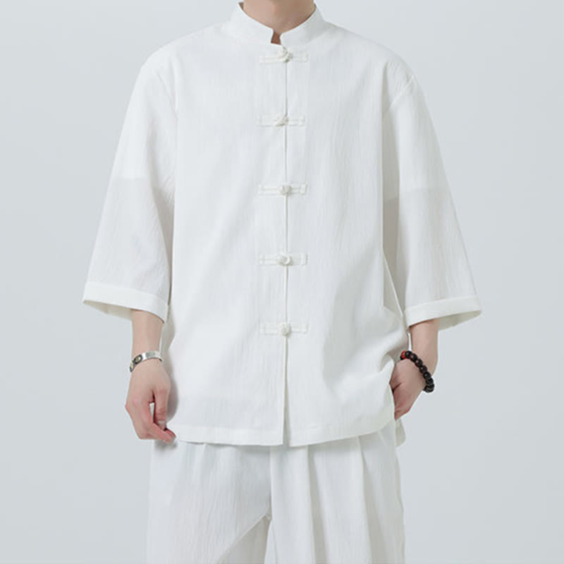 Set da uomo Buddha Stones, 2 pezzi, camicia con maniche a tre quarti, bottoni a rana e pantaloni - image 19