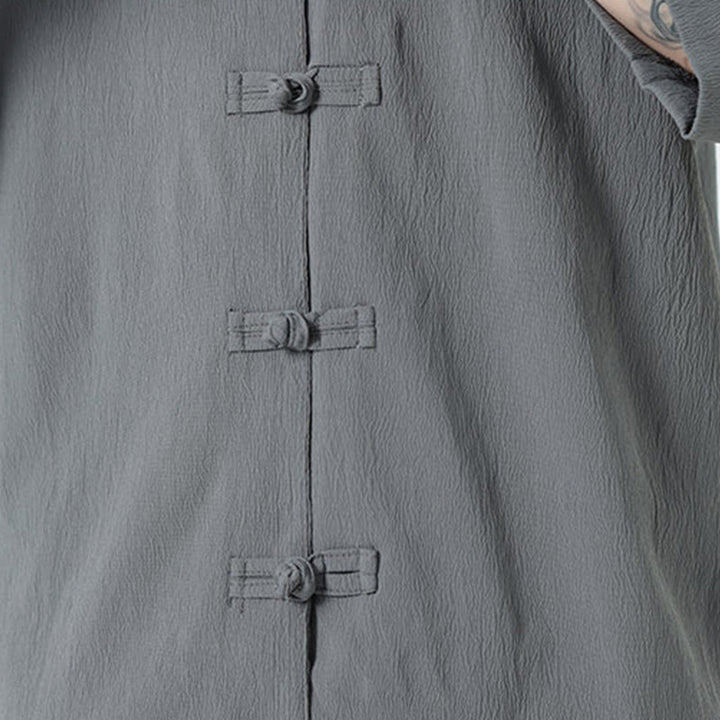 Set da uomo Buddha Stones, 2 pezzi, camicia con maniche a tre quarti, bottoni a rana e pantaloni - image 9