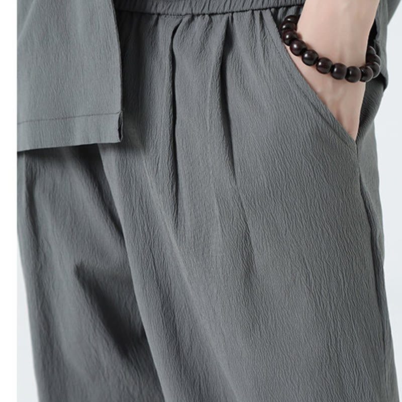 Set da uomo Buddha Stones, 2 pezzi, camicia con maniche a tre quarti, bottoni a rana e pantaloni - image 10