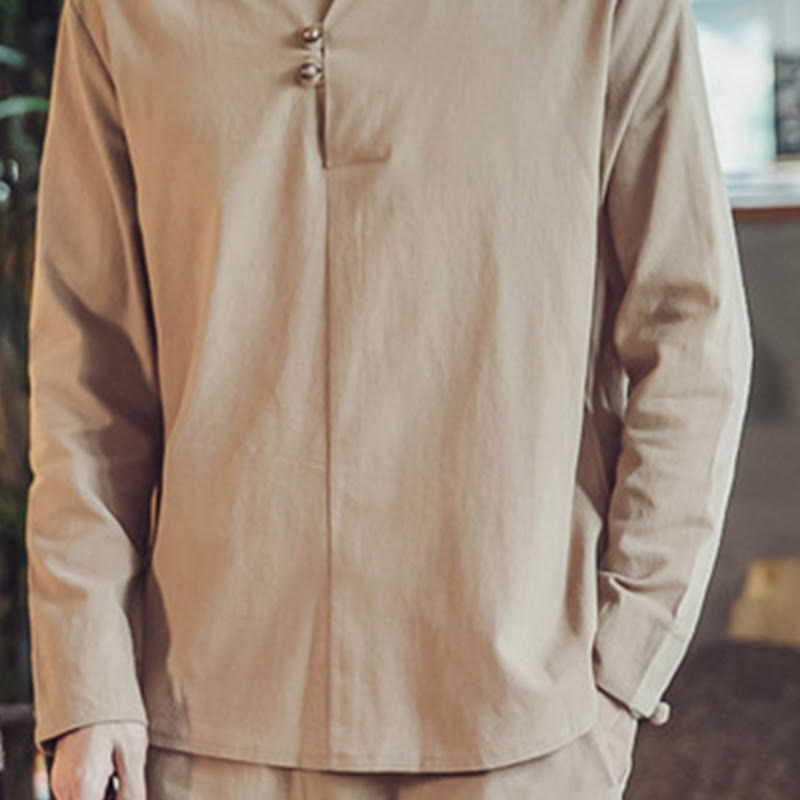 Set di 2 pezzi di stoffa per meditazione da uomo, con camicia in cotone e pantaloni alla caviglia con tasche, motivo Buddha Stones - image 34