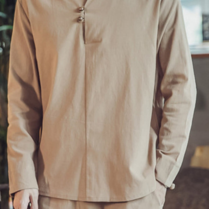 Set di 2 pezzi di stoffa per meditazione da uomo, con camicia in cotone e pantaloni alla caviglia con tasche, motivo Buddha Stones - image 34