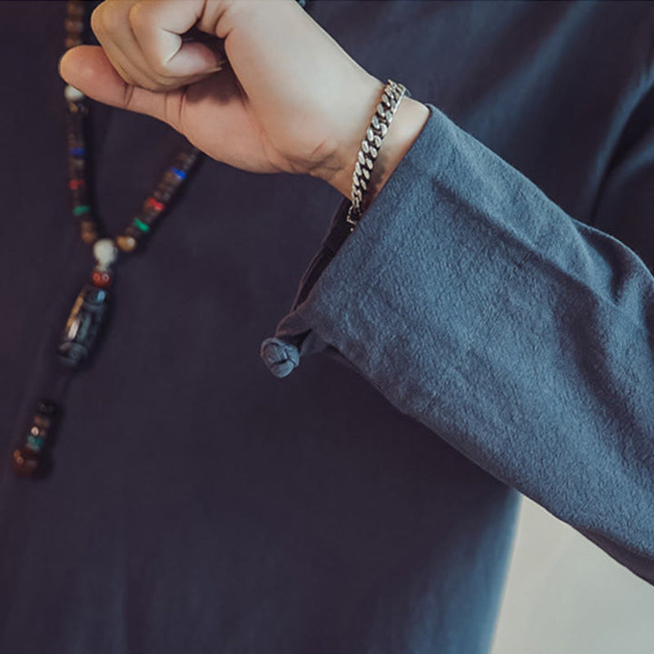 Set di 2 pezzi di stoffa per meditazione da uomo, con camicia in cotone e pantaloni alla caviglia con tasche, motivo Buddha Stones - image 45
