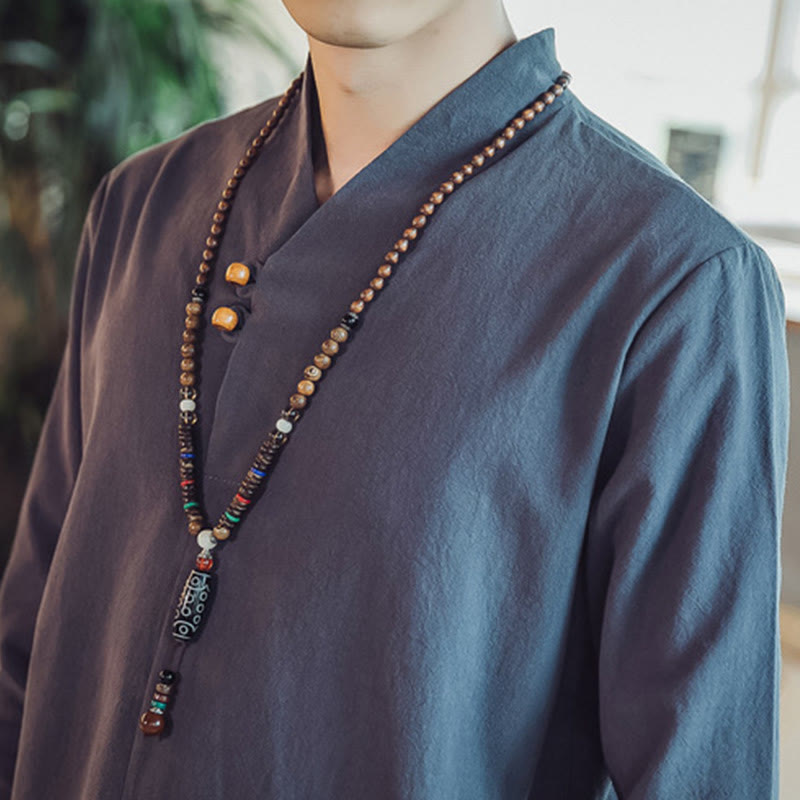 Set di 2 pezzi di stoffa per meditazione da uomo, con camicia in cotone e pantaloni alla caviglia con tasche, motivo Buddha Stones - image 45