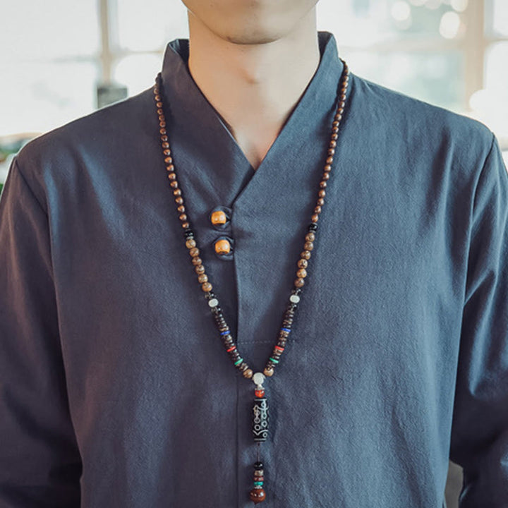 Set di 2 pezzi di stoffa per meditazione da uomo, con camicia in cotone e pantaloni alla caviglia con tasche, motivo Buddha Stones - image 44