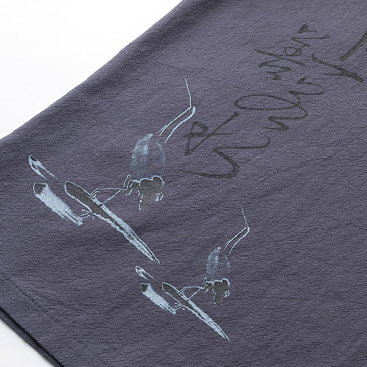 Set di 2 pezzi Buddha Stones, caratteri cinesi, gru, camicia in cotone, pantaloni con tasche, panno da meditazione per uomo - image 24