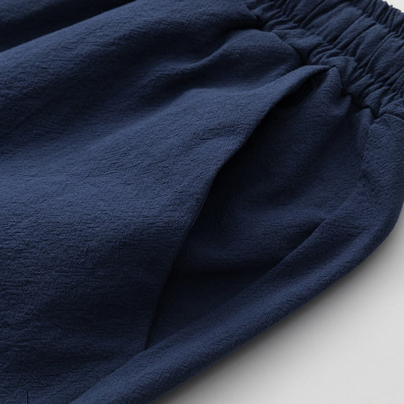 Set di 2 pezzi Buddha Stones, caratteri cinesi, gru, camicia in cotone, pantaloni con tasche, panno da meditazione per uomo - image 9