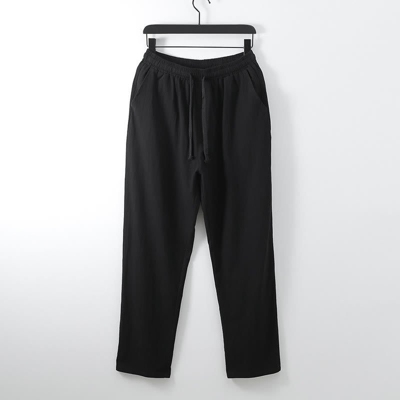 Set di 2 pezzi con pantaloni kimono in cotone e lino con lacci e tasche, ideale per la meditazione maschile, con motivo Buddha Stones. - image 8